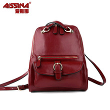 2014 spring and summer cowhide shoulder bag backpack preppy style female backpack school bag multifunctional bags