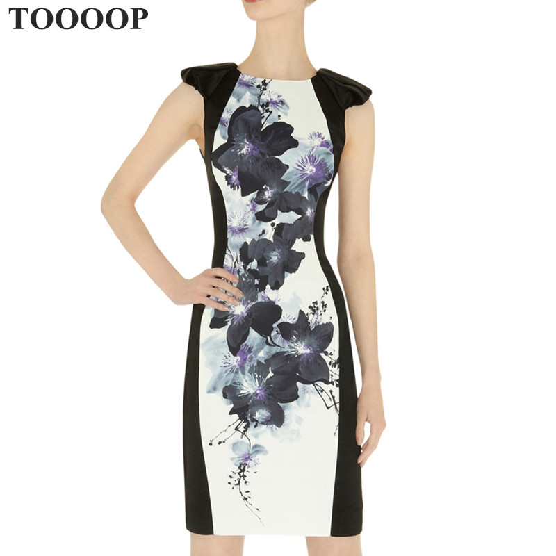 Fashion 2014 summer women plus size dress ink patchwork print color block stereo elegant slim one