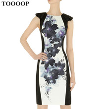Fashion 2014 ink patchwork print color block stereo elegant slim one-piece dress