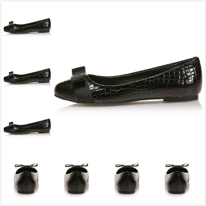 2014 Women s Stone Print Genuine Patent Leather With Bowtie Slip On Flats Ladies Design Fashion