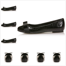 2014 Women s Stone Print Genuine Patent Leather With Bowtie Slip On Flats Ladies Design Fashion