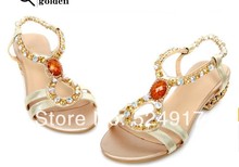 Free shipping hot sale 2014 new women sandals sheepskin pure Handmade Rhinestone sandals ladies fashion leather
