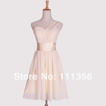 Bridesmaid dress bride short design champagne color sweetheart one shoulder dress