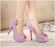 2014 year New Sexy high heeled 13 5cm shoes single shoes open toe button belt thin