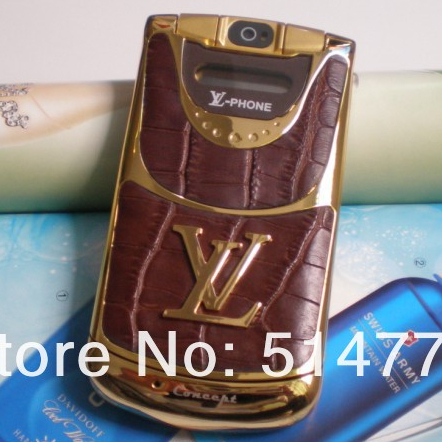 Luxury Phone V10 Leather Metal Cover Cell Phone With 1 3MP Camera 2 6Inch Touch Screen