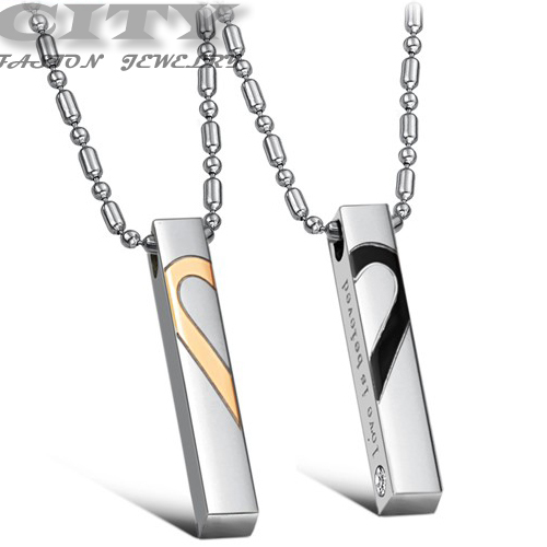 fashion jewelry 2015 necklace wholesale personalized love one pair of stainless steel pendant necklace Necklace Set