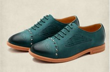 Free shipping Winter woman brand new genuine special round tie solid color flat shoes with genuine