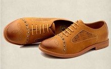 Free shipping Winter woman brand new genuine special round tie solid color flat shoes with genuine