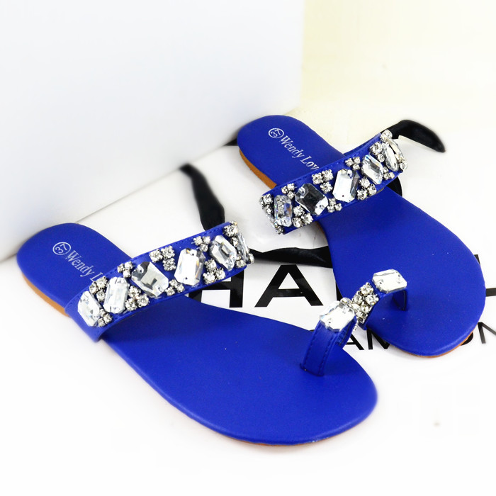 Free shipping women flats new women s sandals leisure set toe diamond flat heel sandals size