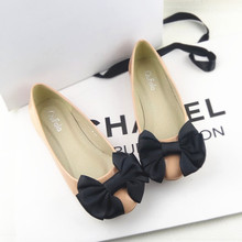 Free shipping women flats European Patent flat shoes round sweet big bow shallow mouth women shoes size 35-40