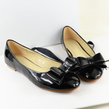 Free shipping women flats candy color leather head double bow flat shoes size shoes size 35-40