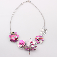 2pcs lot Spring style dragonfly New 2014 iron flower necklace fashion necklace pendant for girls woman