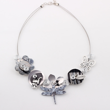 2pcs lot Spring style dragonfly New 2014 iron flower necklace fashion necklace pendant for girls woman