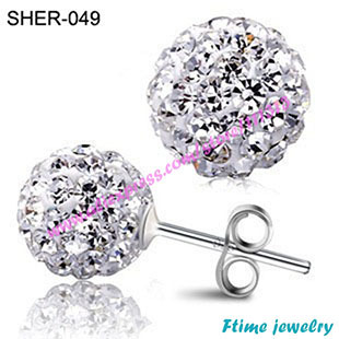 Wholesale 10mm Colors To Choose Crystal Micro Pave Disco Ball Silver Plated Stud beads Earring Free