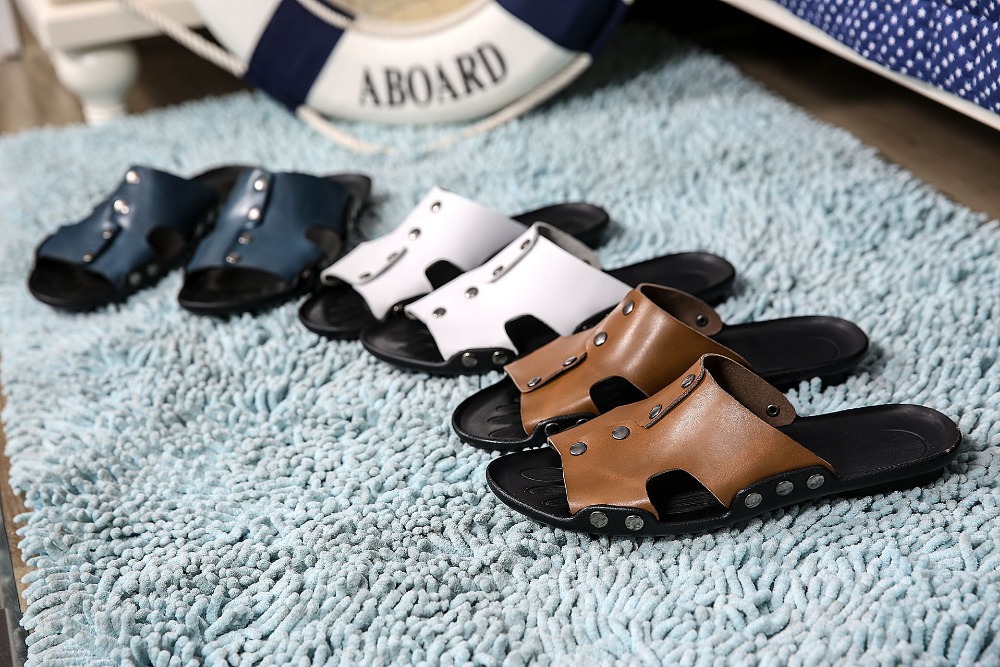New 2014 Sandals Slippers for men Fashion genuine leather shoes Free shipping discounts price SD022