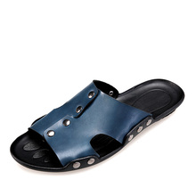 New 2014 Sandals Slippers for men Fashion genuine leather shoes Free shipping discounts price SD022