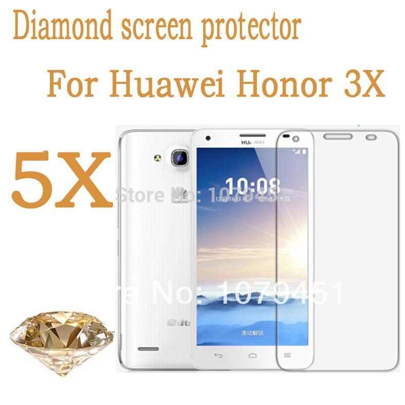 5pcs Huawei Honor 3X 5 5 MTK6592 Octa Core Diamond screen protective film Screen Protector for