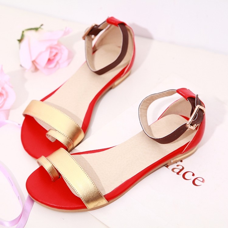toe covering summer sandals flat heel casual shoes women s sweet fashion genuine leather female sandals
