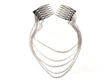 1 x Fashion Punk Hair Cuff Pin Clip 2 Combs Tassels Chains Head Band Silver Gold