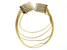1 x Fashion Punk Hair Cuff Pin Clip 2 Combs Tassels Chains Head Band Silver Gold
