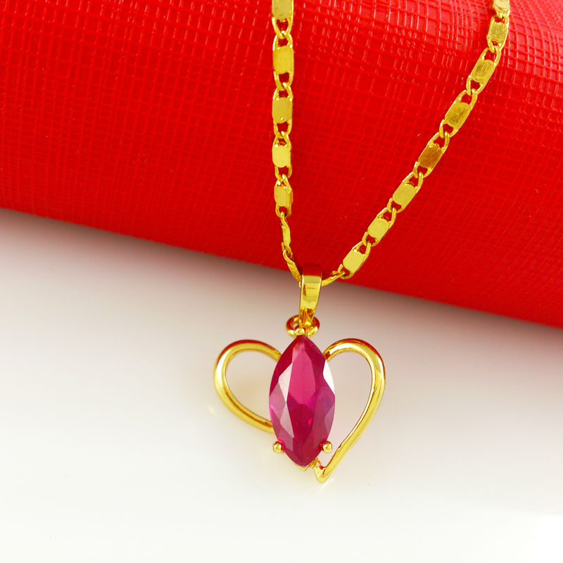 2015 New arrival Wholesale Free shipping 24k gold necklace heart sharped necklace pendant fashion woman jewlery