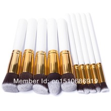 XCSOURCE Fashion White Gold Colors 10PCS Pro Makeup Brush Concealer Eyeshadow Brushes Cosmetic Powder Tool Set
