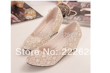 Free shipping, 2014 fashion new style lace decoration flat-bottomed single shoes princess brides maid wedding shoes women shoes