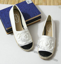 Women’s casual shoes handmade canvas flat heel shoes comfortable breathable color block decoration straw braid hemp-soled single