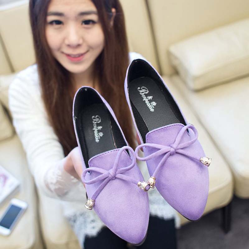 2014 spring and autumn single shoes low dipper shoes pointed toe bow women s shoes flat