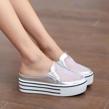 2014 hot-selling sandals gauze slippers breathable rhinestone platform slippers