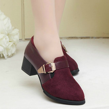 2014 spring female thick heel shoes medium hells shoes work shoes fashion platform leather vintage single shoes young girl shoes