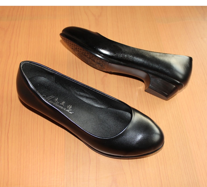 Black 2014 women s leather work shoes round toe shoes comfortable plus size women s shoes