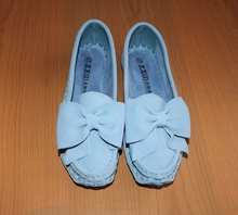 2014 spring sweet bow female nude color shoes single shoes genuine leather flat shoes nubuck leather women’s