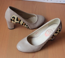 2014 spring and autumn velvet thick heel high-heeled shoes horse hair color block decoration sweet single shoes female fashion