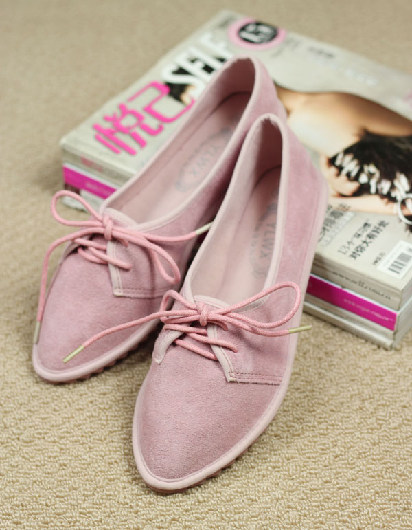 2014 genuine leather cow muscle outsole Moccasins fashion pointed toe candy color flat lacing single shoes