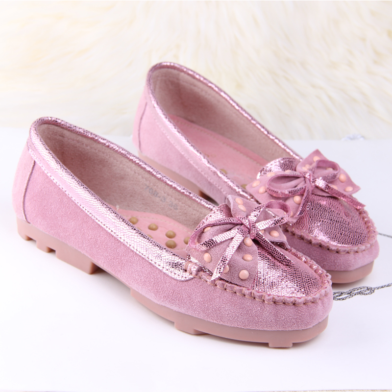 2014 women s spring shoes paillette gommini loafers genuine leather rivet bow flat heel single shoes