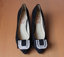 2014 spring and autumn velvet thick heel high-heeled shoes sparkling diamond sweet single shoes female fashion women’s shoes