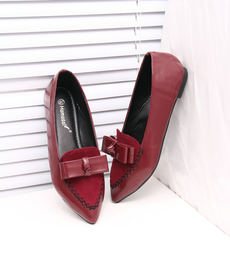Pointed toe bow low top shoes flat heel single shoes shallow mouth flat bottomed female shoes