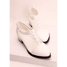 2014 gauze women’s shoes spring and autumn fashion pointed toe rivet gauze thick heel single shoes thick heels shoes