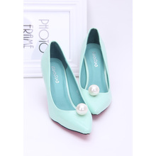 2014 plain all-match women’s shoes pearl pointed toe stiletto sexy ol single shoes female