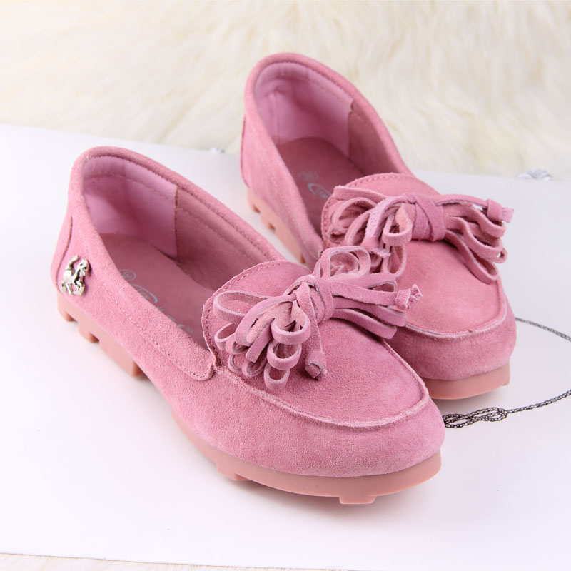 2014 spring nubuck leather bow genuine leather loafers gommini female flat heel single shoes maternity shoes