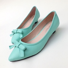 Pointed toe bow low with single shoes shallow mouth summer candy color wine glass with comfortable women’s shoes