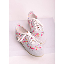 Genuine leather casual shoes lacing swing shoes female sport shoes color block decoration decorative pattern platform shoes