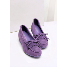 Fashion tassel sweet bow women’s shoes pointed toe elevator Moccasins genuine leather scrub single shoes