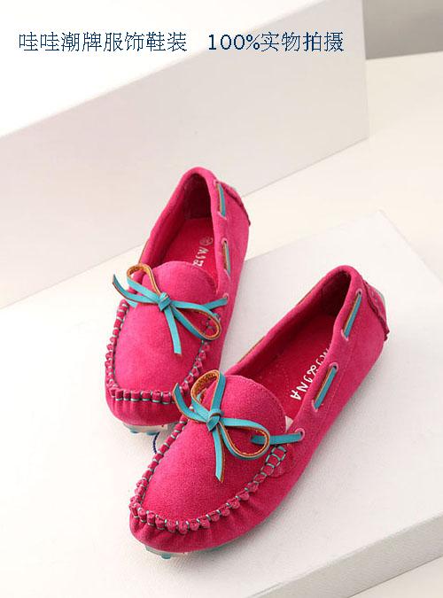 14 cowhide skull gommini loafers color sewing block handmade bow round toe flat shoes