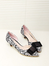 2014 wind satin fabric bow pointed toe shoes shallow mouth single shoes female shoes