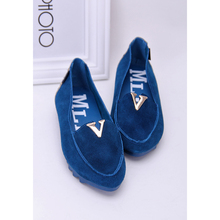 Fashion punk leopard print patchwork women’s shoes first layer of cowhide genuine leather metal v flat bottom single shoes