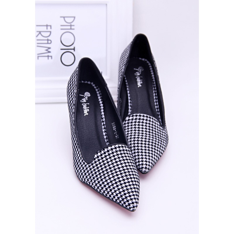 2014 spring and summer low heeled shoes fashion thin all match houndstooth pointed toe single shoes