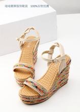 2014 summer bohemia open toe platform shoes hasp wedges sandals platform high