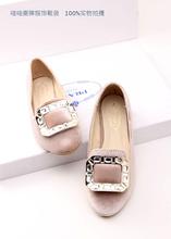 Rhinestone luxury princess shoes big rhinestone side buckle metal round toe low-heeled shoes flat-bottomed single shoes women’s
